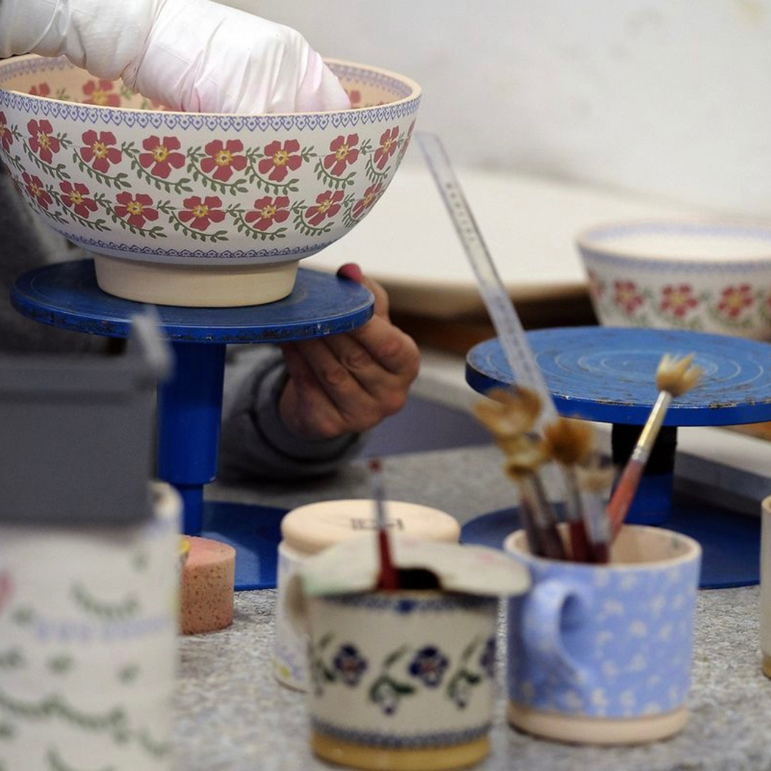 A Nicholas Mosse bowl being decorated by hand